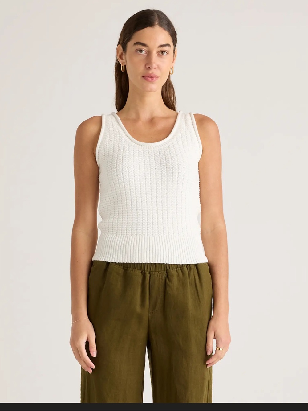 Quince 100% Organic Cotton Waffle Cropped Sweater Tank